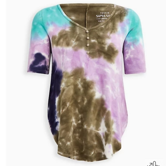 Super Soft Tunic Henley Tie Dye Shirt - Picture 3 of 4